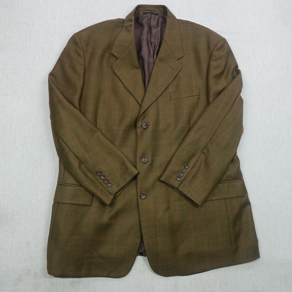 Giorgio Valentini Blazer Sport Coat 50R 45W Wool Super 120s Plaid Made Italy